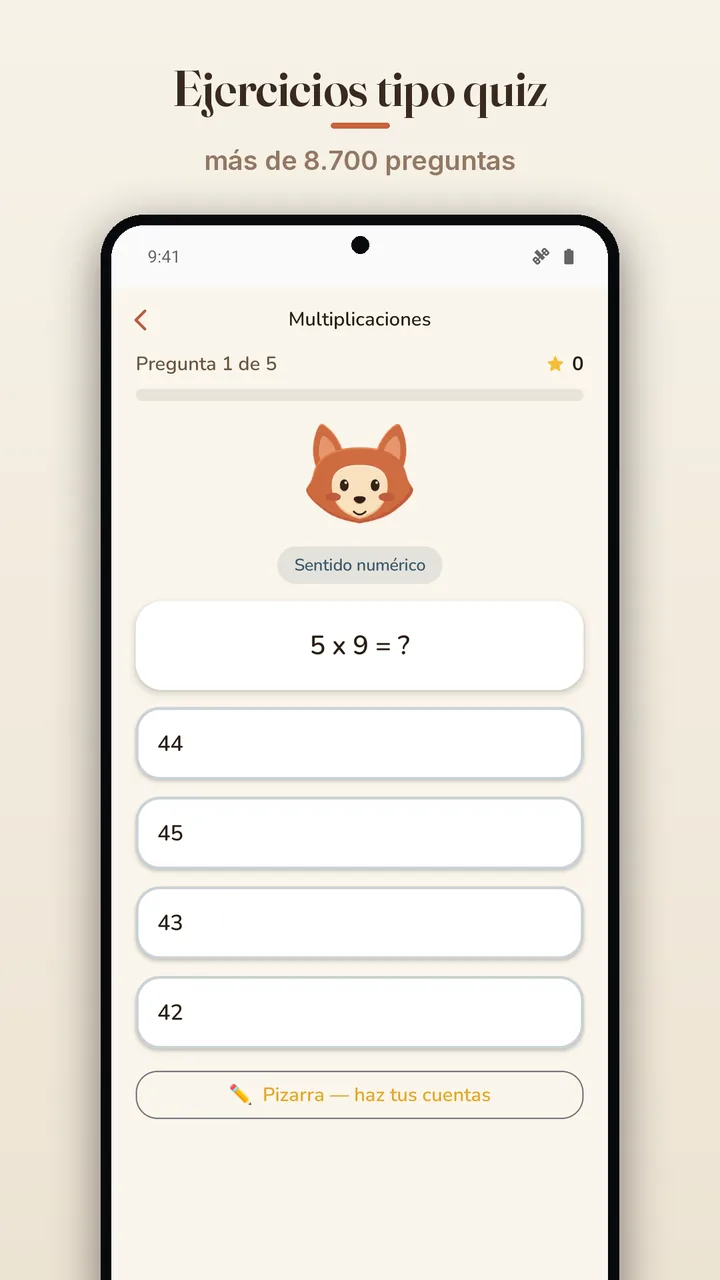 Ejercicio tipo quiz con cuatro opciones